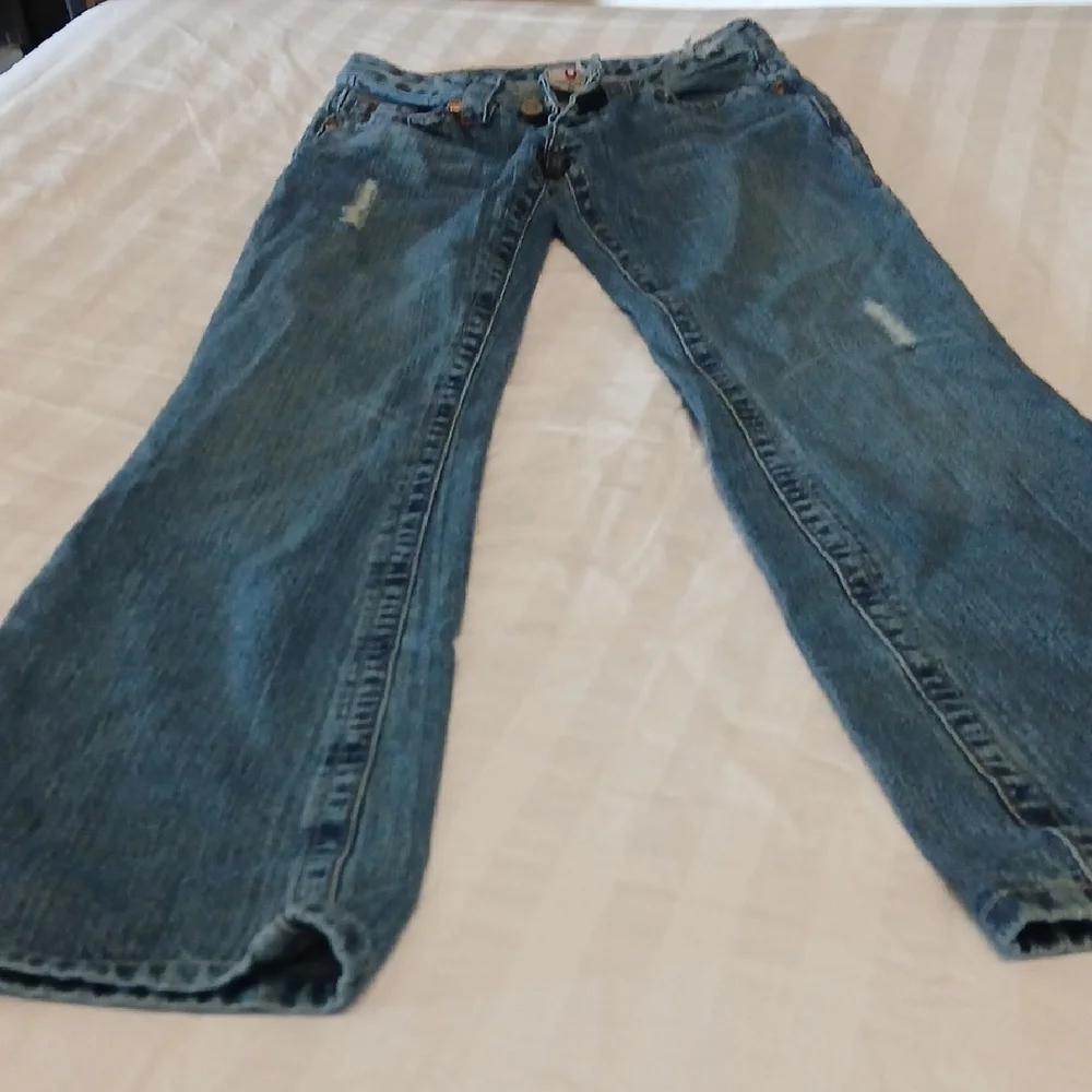 Vintage Y2K True Religion Jeans "Bobby" 26 Goddess Pocket Needs Zipper Repair - Picture 7 of 7